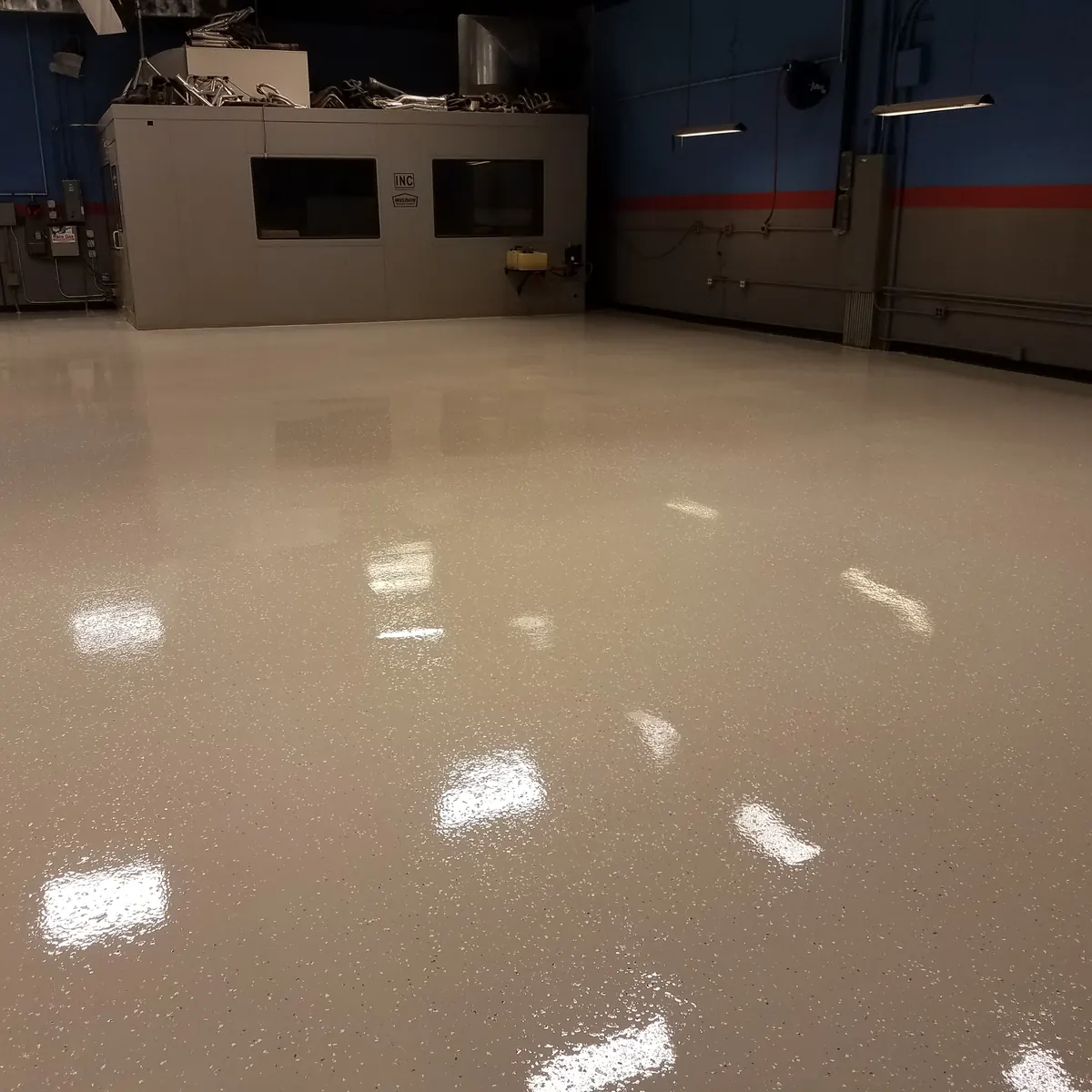Shop floor after: flake epoxy system