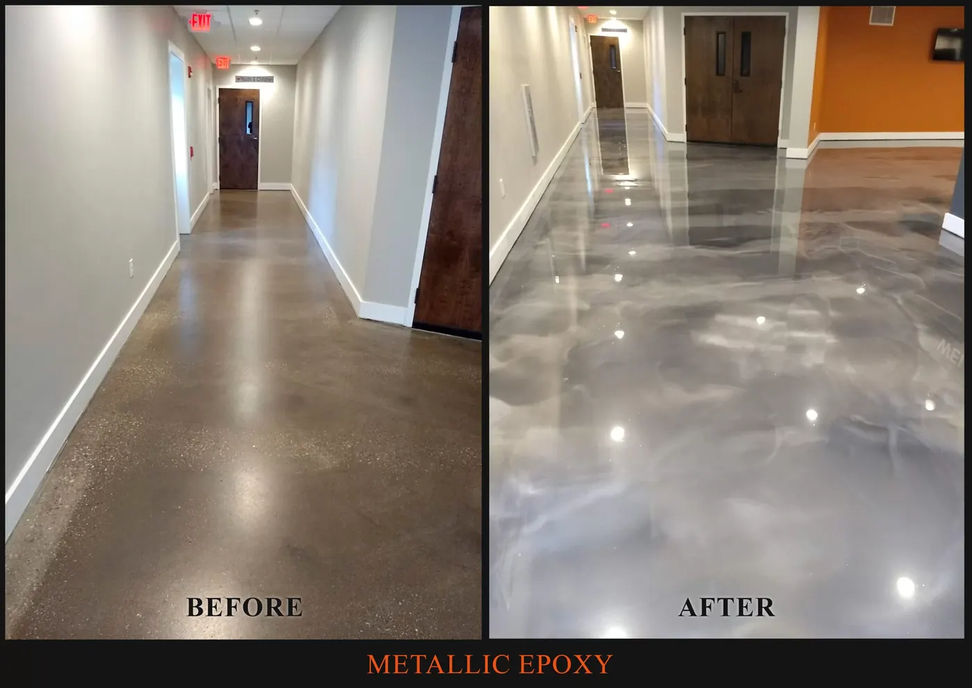 Metallic epoxy, before and after