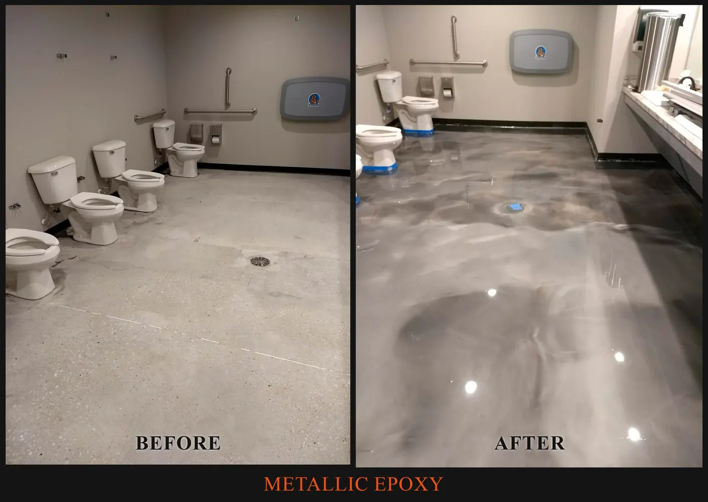 Metallic epoxy, before and after
