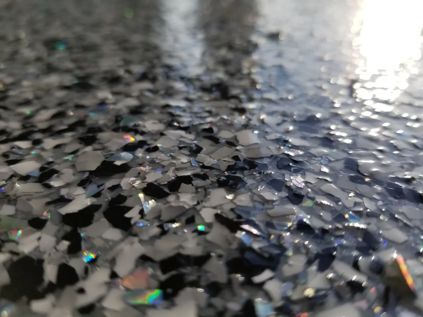 Classic car parked on a flake coated garage floor