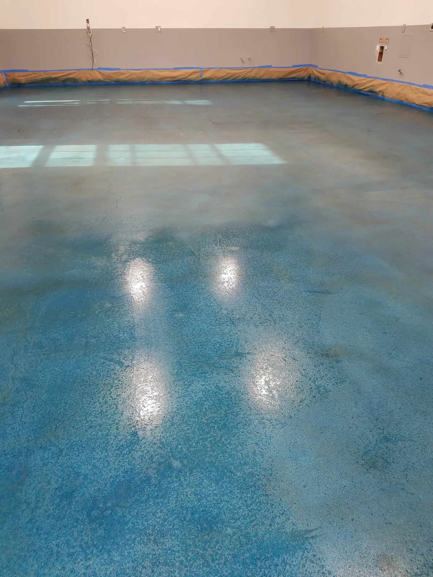 Blue metallic epoxy pour