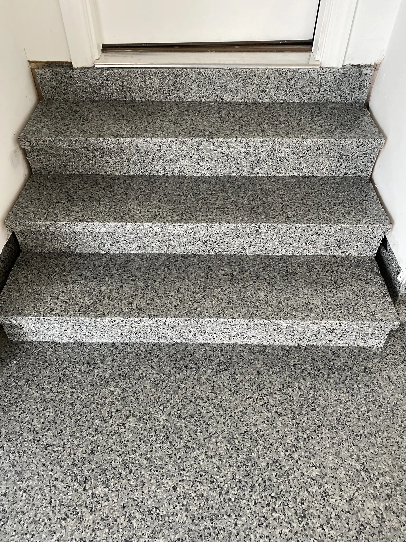Flake coated garage steps